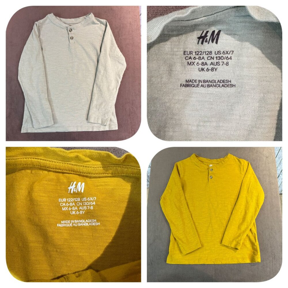 H&M Boys Henley Style Long Sleeve Cotton Shirts Bundle (SKU: 156B)